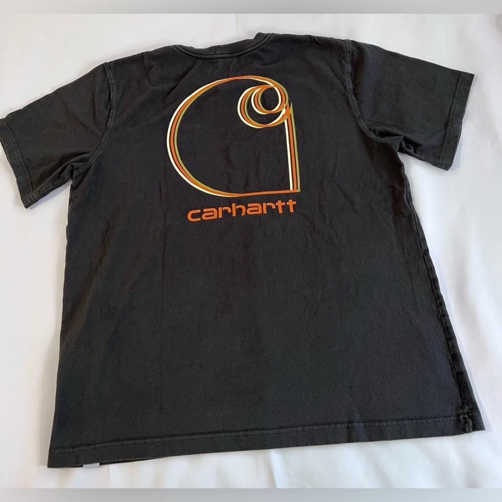 Carhartt Pocket T Shirt Adult Sz Large Relaxed Fit Black Big Logo Mens
